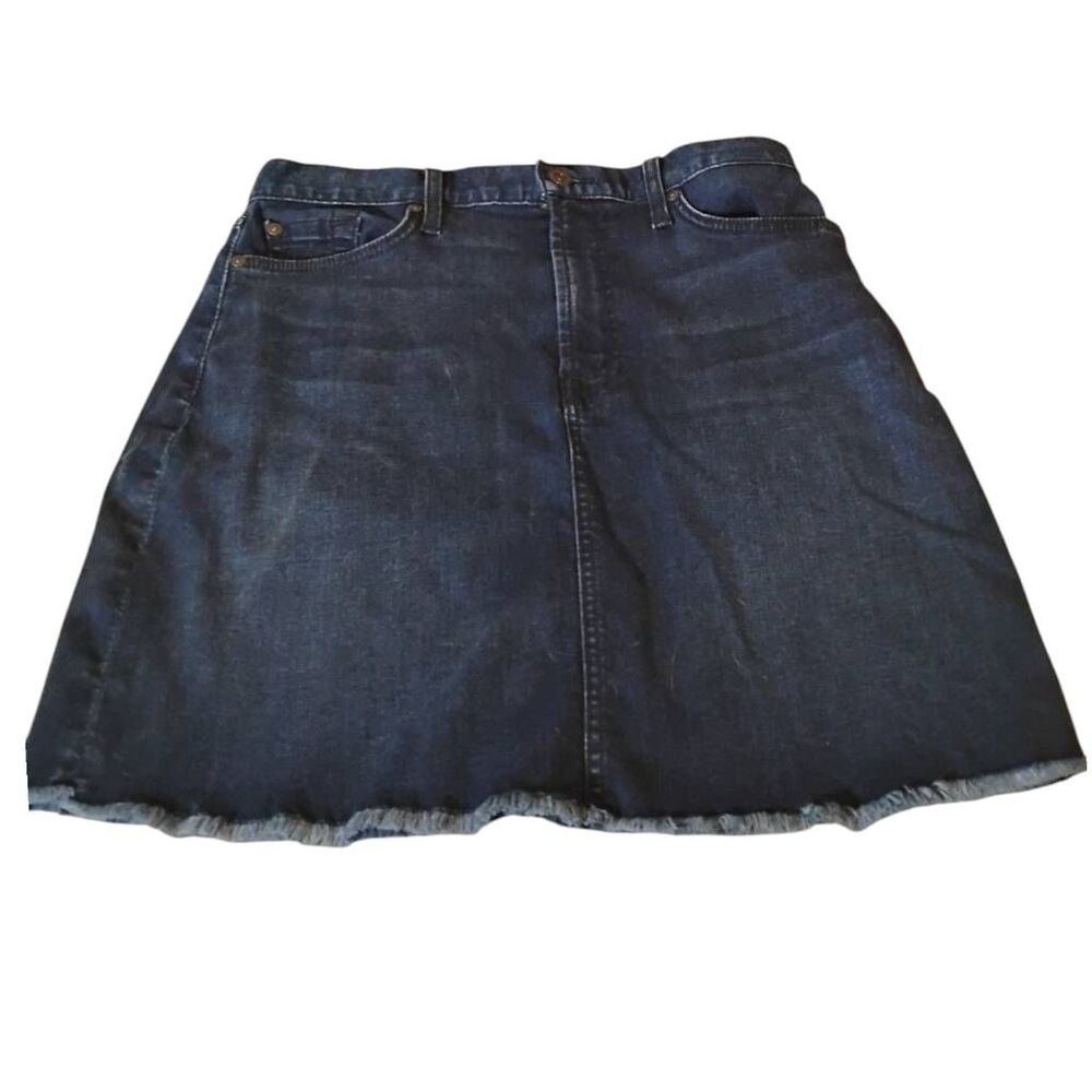 7 For All Mankind Dark Wash Denim Mini Skirt Size 28 - Picture 2 of 4